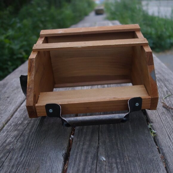 Wood Bottle Caddy with Metal Carrying Handle and Mounted Metal Bottle Opener - Picture 5 of 16